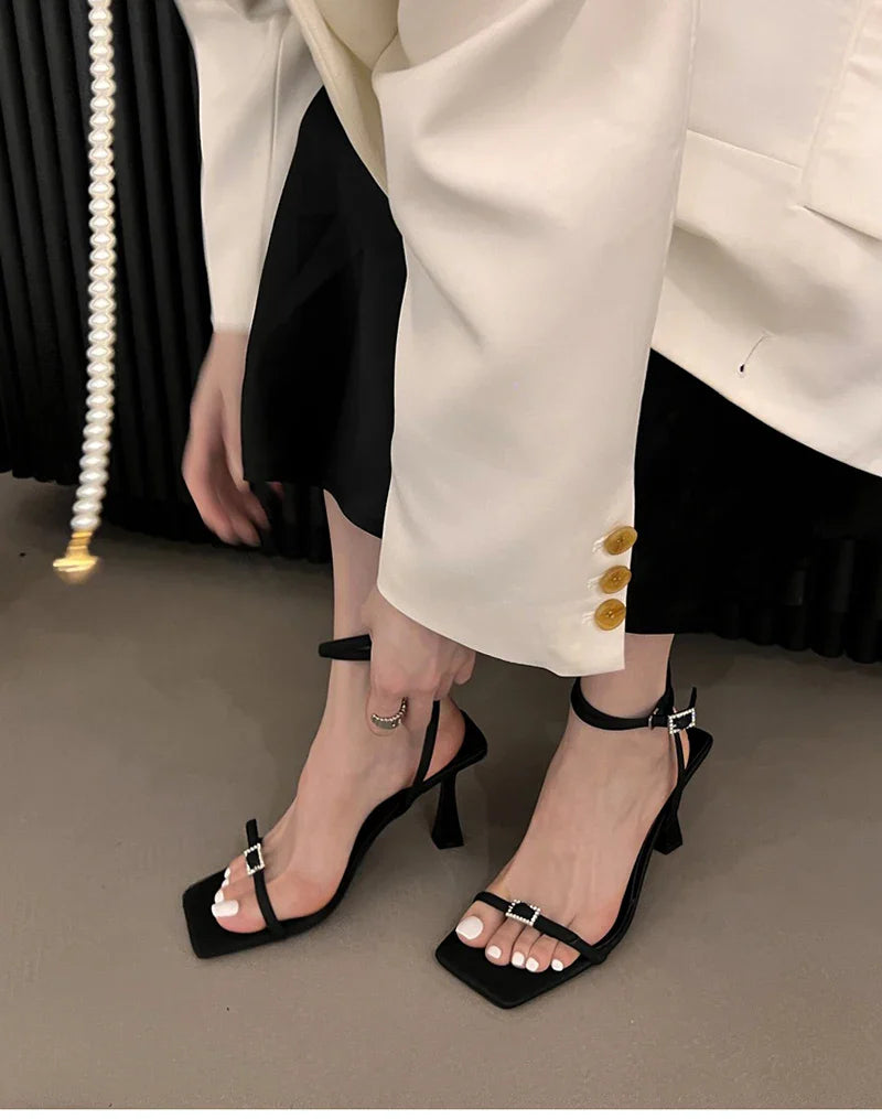 binfenxie Summer New Open Toe Women Sandals Fashion Narrow Band Thin High Heel Shoes Ladies Elegant Outdoor Gladiator