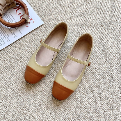 Spring Mary Jane Shoes Fashion Women Round Toe Shallow Flat Shoes Ladies Elegant Outdoor Single Leather Shoe