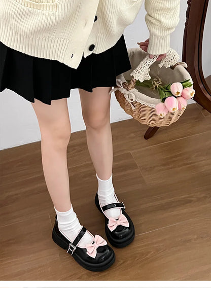 Futurecen Japanese Style Lolita Mary Janes Shoes Women Vintage Sweet Buckle Strap Pumps Shoes Female Casual Bow Korean Designer Shoes