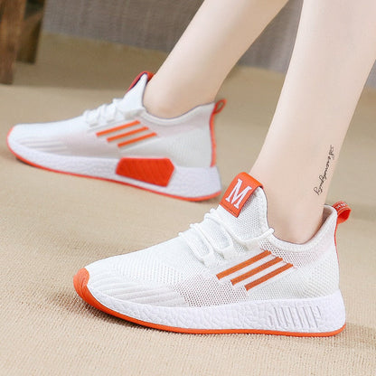 Woman Vulcanized Sneakers Women's Shoes Spring White Breathable Sports Mesh Versatile Summer Flats Hollow Walking No-slip New