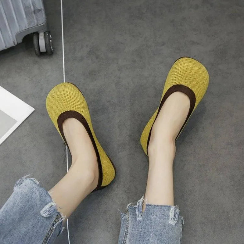 Women's Shoes Off White Round Toe Flat Female Footwear Slip On Vulcanized For Cheap Luxury Designer Korean Style And Low Price