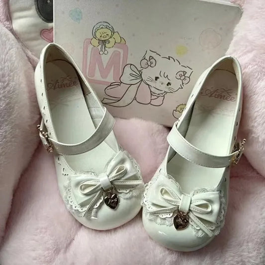 Futurecen  -  Japanese Kawaii Lolita Mary Janes Shoes Women Bow-knot Vintage Sweet Pumps Shoes Female Elegant Fashion Buckle Strap Shoes