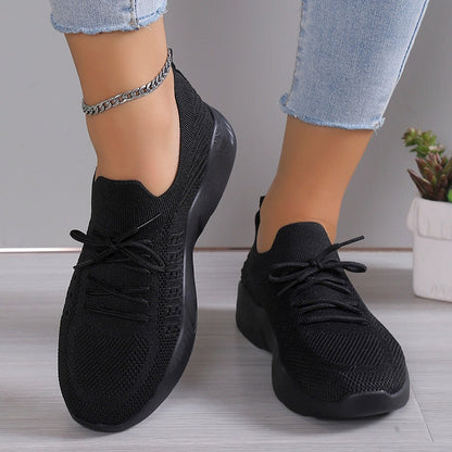 Women's Knitted Breathable Sneakers Lightweight Non Slip Sports Tennis Shoes for Women Autumn Casual Flats