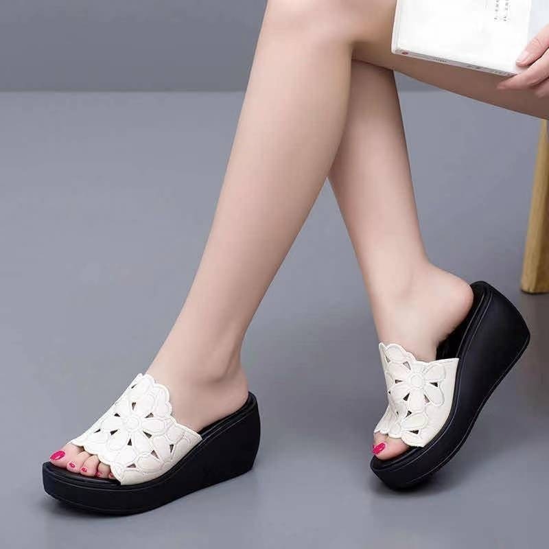 Summer wedges Sandals Thick Bottom High Heel Waterproof  hollow flowers Platform Slippers Fashion women shoes heels slippers