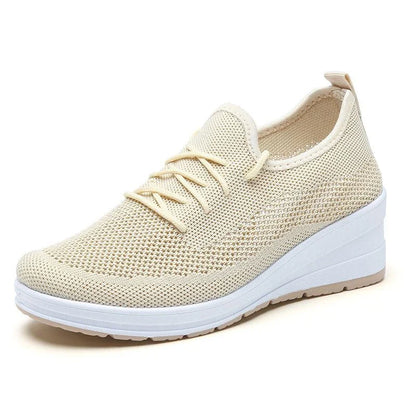 Breathable Mesh Wedge Sneaker Women Soft Thick Bottom White Tennis Shoes Woman Comfy Non Slip Casual Sport Shoes Female