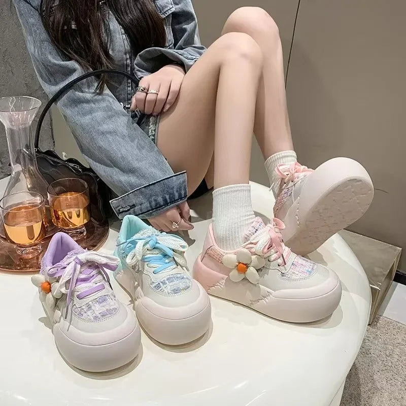 binfenxie  -  New Kawaii Fashion All-match Platform Shoes Sports Style Casual Round Toe Spring Summer Korean Version Sweet Cute Sneakers