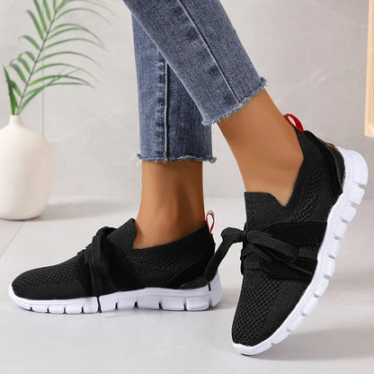 Brown Knit Breathable Sneakers Shoes Women New Soft Sole Platform Flats Woman Plus Size 43 Non Slip Casual Shoes