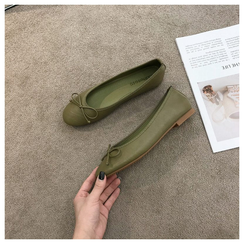 Classic Female Flats Ballerina Shoes Women Fashion Brand Round Toe Ballet Bow Knot Shallow Moccasin Slip On Loafer Big size