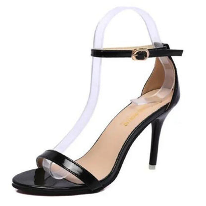 Ladies Summer High Heels Stiletto Buckle Strap Gladiator Sandals Peep Toe Shoes Women Party Sandals Shoes Black Silver Gold Hot