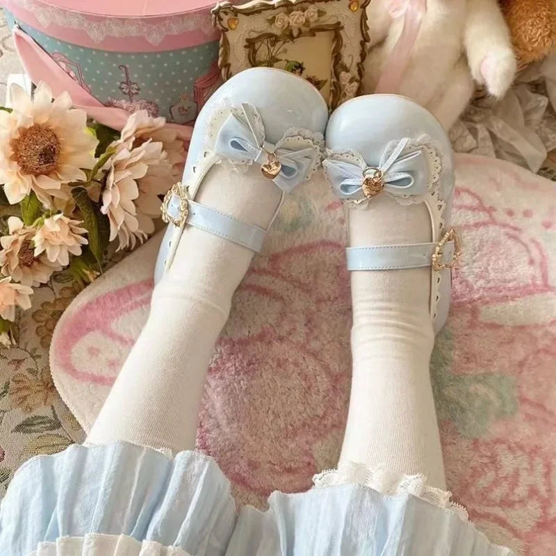 Futurecen  -  Japanese Kawaii Lolita Mary Janes Shoes Women Bow-knot Vintage Sweet Pumps Shoes Female Elegant Fashion Buckle Strap Shoes