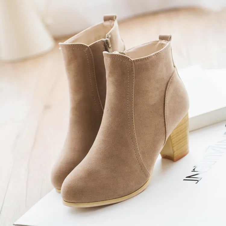 Booties Woman Autumn Winter Chunky Heels Zip Shoes Luxury Fashion Chelsea Ankle Women's Boots Size 41