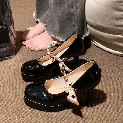 Futurecen  -  Summer New Women's Shoes Sexy Mary Jane Female Shallow High Heels Buckle Platform Pumps Ladies Party Wedding Shoes