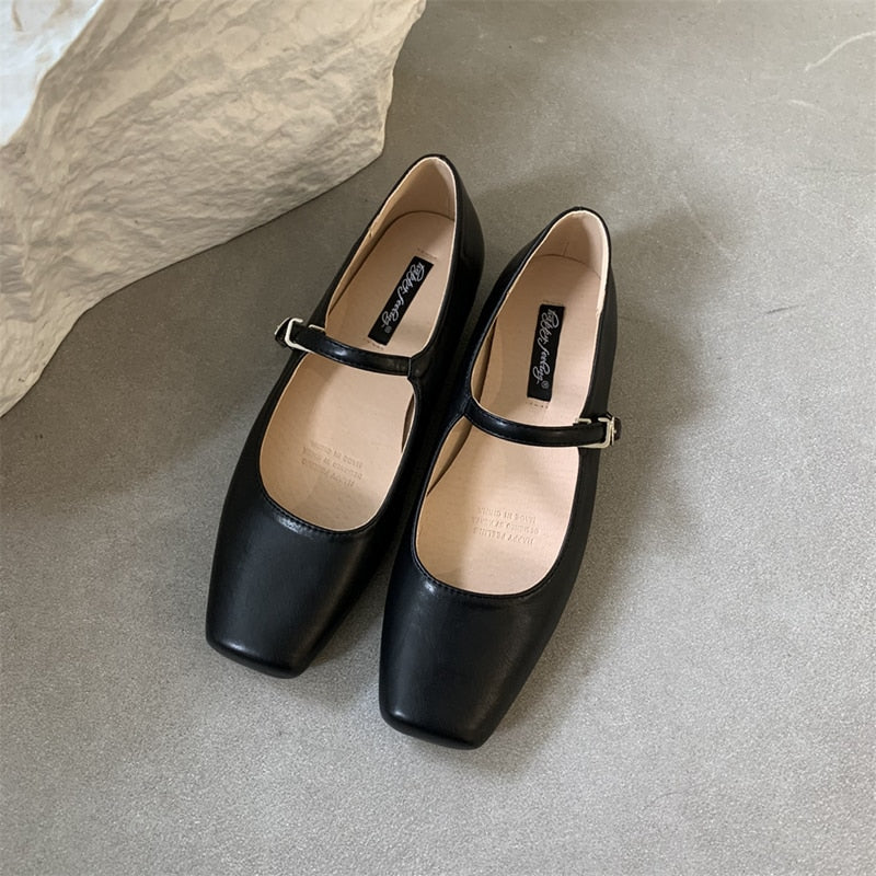 Summer New Brand Women Flats Fashion Square Toe Shallow Mary Jane Shoes Soft Casual Ballet Shoes Slingback Shoes