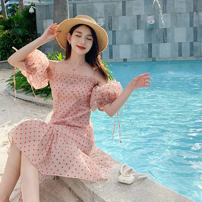 Summer Polka Dot Midi Wrap Dress Women Long Elegant Bodycon Casual Dresses for Wedding Guest Bridesmaid Birthday Prom