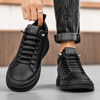 New Classic Men's Casual Shoes Fashion High Top Skateboard shoes Luxury Brand Winter Leather Sneakers Comfort Men Ankle Boots