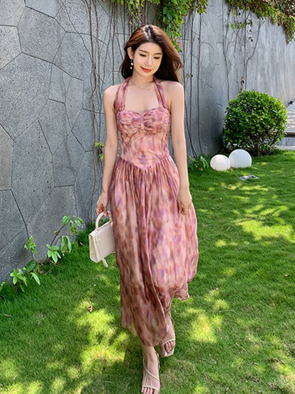 Summer New Temperament Ladies High-end Dress Female Fashion Tube Top Hanging Neck Waist A-line Banquet Vestidos Women