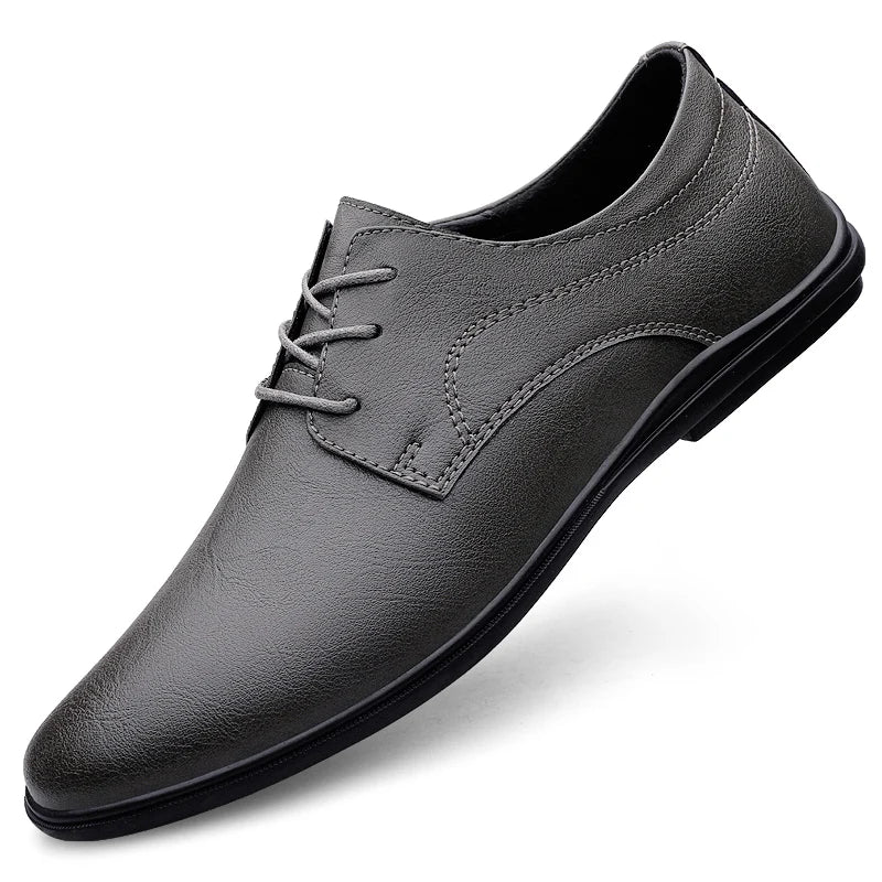 Genuine Men's Leather Shoes Hollow Out Breathable Comfortable Flat Shoes Business Shoes Office Commuting Men's Casual Shoes