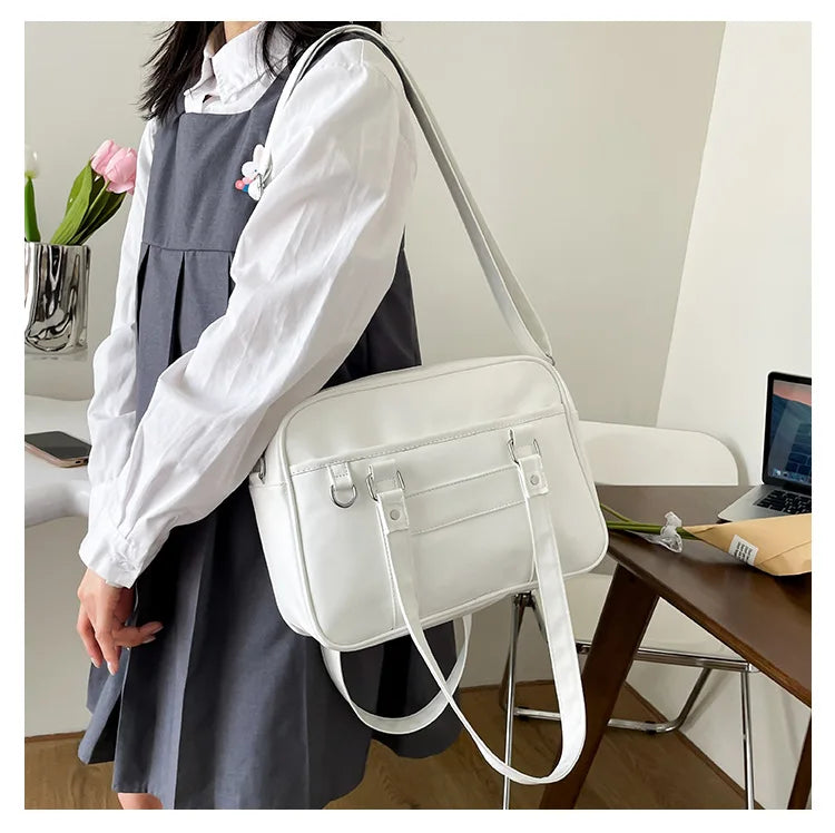 binfenxie Japanese Preppy Style Shoulder Bag Women PU Leather JK Uniform Bag Girls Handbags Pure Color Crossbody Bags Itabag Tote Bolso