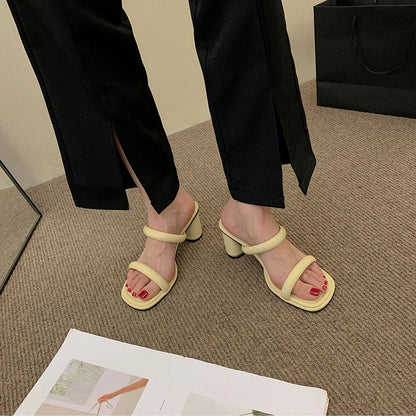 Futurecen 2024 Summer Slides Open Toe Women Slipper Fashion Female Outdoor Thick Heel Sandal Slip On Beach Slides Sexy Pumps