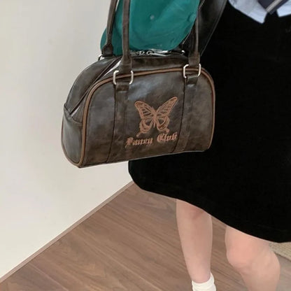 binfenxie  Vintage Y2k Womens Handbag Embroidery Butterfly Elegant Fashion Shoulder Bag Casual Harajuku Exquisite Female Boston Bag