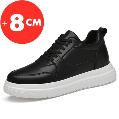 Men Sneakers Elevator Shoes Heightening Height Increase Insole 7-8CM High Heels Shoes Genuine Leather Sport Shoes