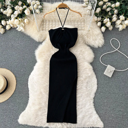 binfenxie Chic Fashion Sexy Package Hips Split Knitted Summer Dress Women Slim Elastic Bodycon Party Dress Streetwear Outfits