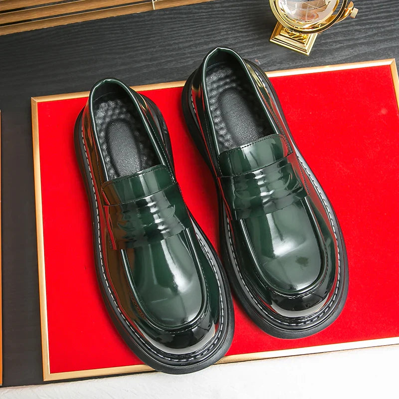 Men's Casual Wedding Shoes Fashion Patent Leather Thick Bottom Formal Shoes for Men Luxury Brand Dress Loafers Moccasins Busines