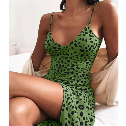 Moreek 2024 Halter Dress Spring/summer New Leopard Print Slim-fit Women's Wear Mini Dress Y2k Korean Reviews Clothes Slim Fit