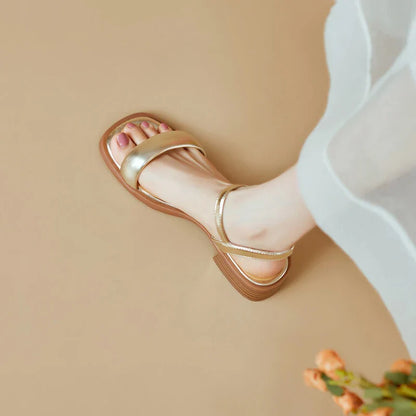 Summer Gladiator Women Sandals Fashion Elegant Open Toe Shoes Ladies Outdoor Dress Low Heel Sandalias