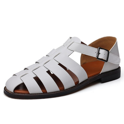 Men's Leather Sandals Men Trendy Summer Roman Shoes Mens Casual Comfortable Soft Beach Footwear Flats EUR Sizes 38-48