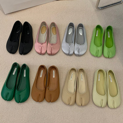 Fashion Split Toe Flats Shoes Women Brand Ballerina Ninja Tabi Cozy Loafers Female Mary Jane Casual Moccasins Ladies Shoes