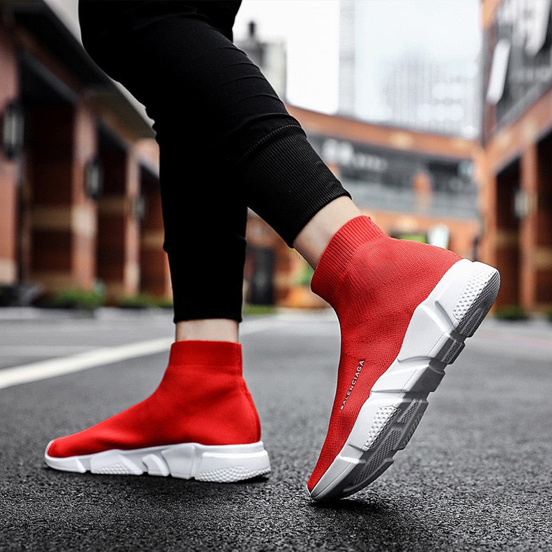 Black Socks Sneakers Men Slip on High Sports Shoes Women Large Size 45 Fashion Unisex Breathable Brand Casual Sneakers Men