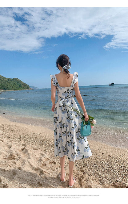 binfenxie Summer White Midi Slip Dress Women 2022 Long Elegant Floral Boho Hawaiian Beach Dresses for Wedding Guest Birthday Prom