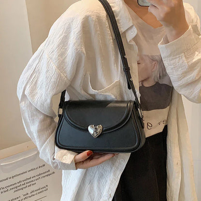 Maytrends Loving Heart Buckle Crossbody Bags For Women Luxury Designer Handbags Silver Color Small Shoulder Underarm Phone Bag