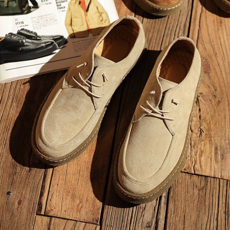 Men's Casual Lace-up Shoes Cow Suede Genuine Leather Mens Comfortable Driving Flats Men Classic Outdoor Oxfords