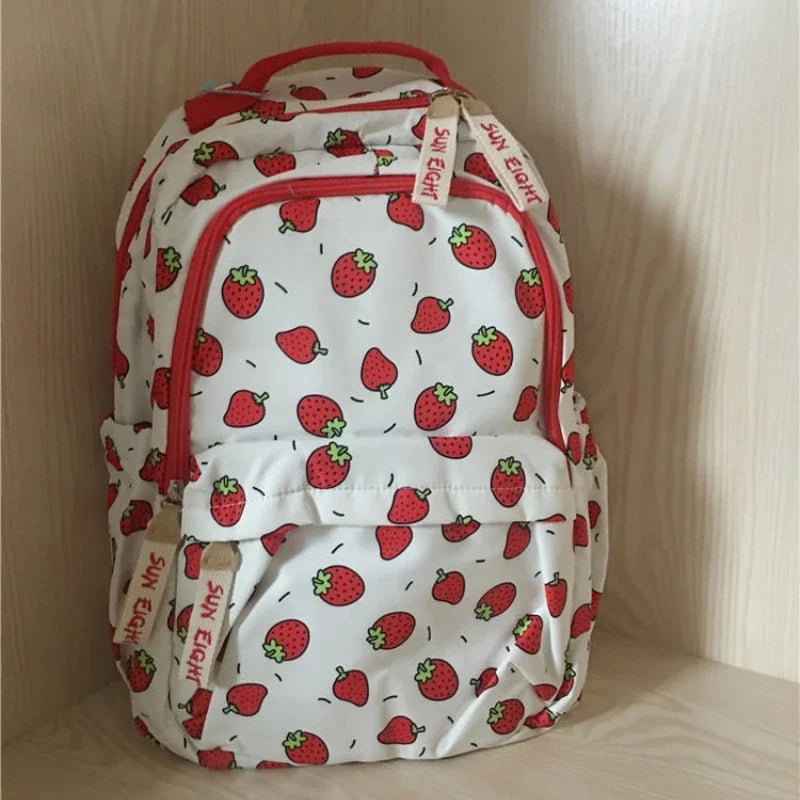 binfenxie High-capacity Women All Match Backpack Kawaii Cute Strawberry Print Students Schoolbags   Harajuku Sweet Chic Backpacks