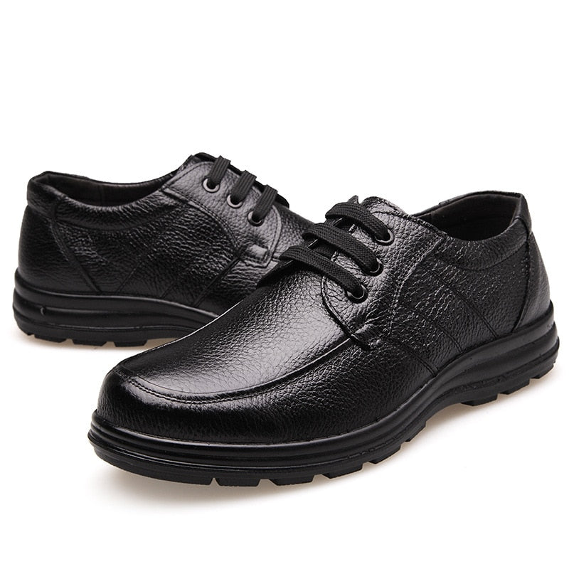 New High Quality Genuine Leather Shoes Men Flats Fashion Men's Casual Shoes Brand Man Soft Comfortable Lace up Black ZH740