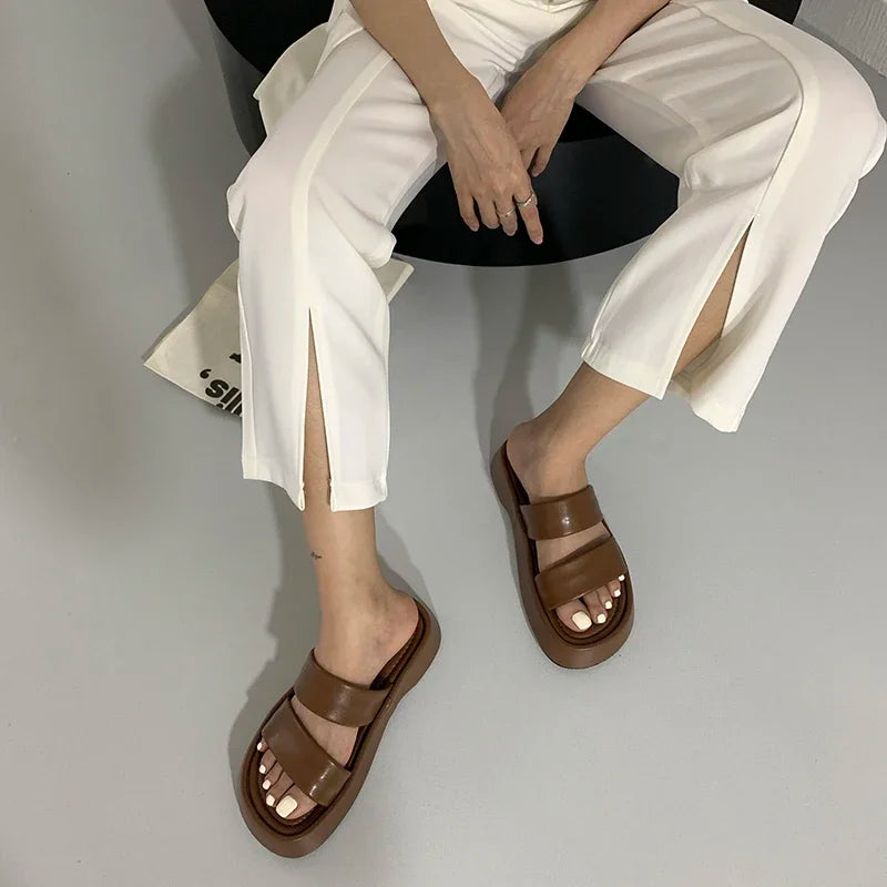 New Gladiator Summer Sandalias Fashion Platform Flats Elegant Open Toe Slippers Comfort Beach Slides