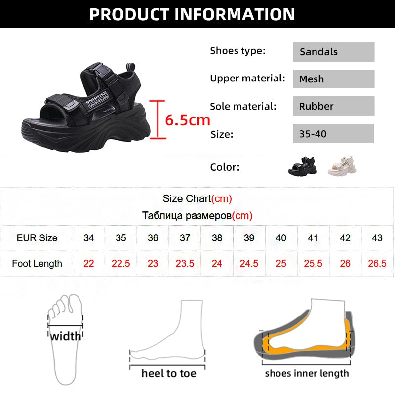 Women's Black Chunky Sandals Summer Fashion Platform Walking Shoes Woman Thick Bottom Non Slip Beach Sandalias