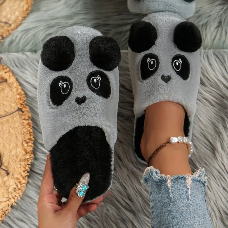 Winter Warm House Slippers Panda Non Slip Fleece Plush Home on Shoes Indoor Outdoor Shoes Winter Shoes Woman Warm