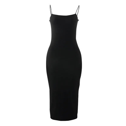 binfenxie Summer Black Sexy Dress Women Streetwear Sleeveless Backless Solid Spaghetti Strap Bodycon Casual Clubwear Elegant Party Dresses