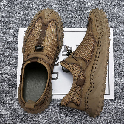 Summer Breathable handmade Designer slip on Casual mens shoes thick sole Hollow Out Sneakers Lightweight outdoor flats Moccasins