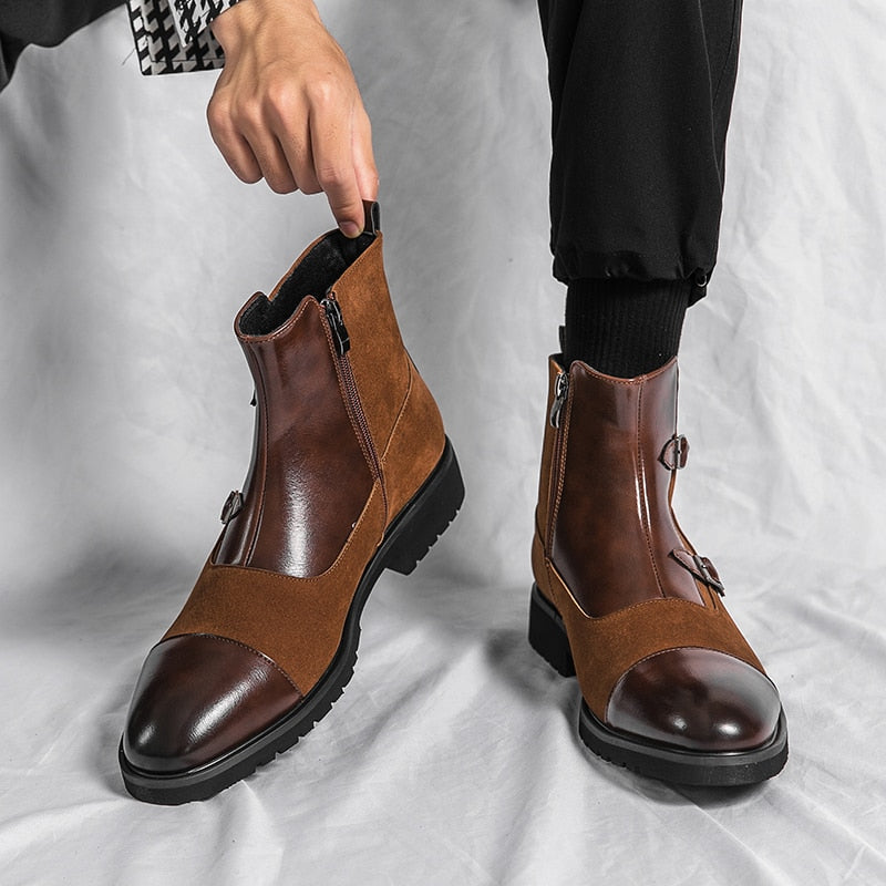 Original Buckle Ankle Boots Pointed Fashion Men Boots Classic Social Men Chelsea Boot Business Dress Leisure Cowboy Boots Shoes