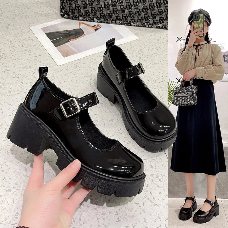 Futurecen Shoes Platform Shoes Heels  Women Japanese Style Vintage Pumps for Women College Student Women's Shoes