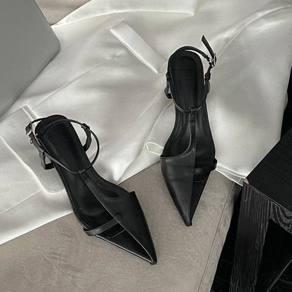 Summer New Brand Women Sandal Fashion Pointed Toe Hollow Out Ladies Elegant Sandal Thin Low Heel Dress Pumps