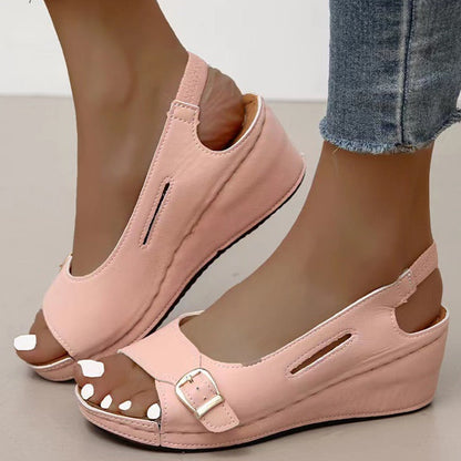 Women Sandals Summer  Heels Sandalias Mujer Elegant Wedges Shoes For Women Summer Footwear Woman Heeled Shoes Wedge Heel