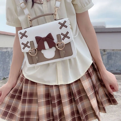 binfenxie Harajuku Lolita Shoulder Bag Women Japanese Kawaii Bowknot Female Messenger Bag Cute Womens Handbag Satchel Pouch