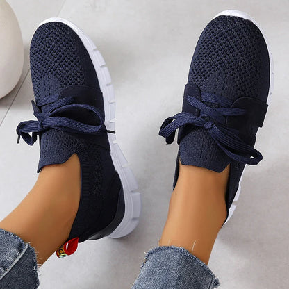 Brown Knit Breathable Sneakers Shoes Women New Soft Sole Platform Flats Woman Plus Size 43 Non Slip Casual Shoes