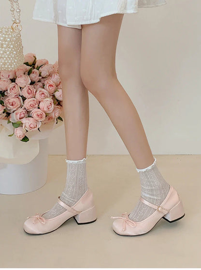 Futurecen 2024 Spring Autumn Mary Jane Shoes Fashion Shallow Round Toe Mid Heel Shoes Ladies Elegant Outdoor Single Pumps Shoes