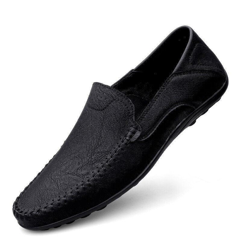 Leather Men Breathable Driving Shoes Luxury Brands Formal Men Loafers Moccasins Italian Male Lazy Shoes Black Plus Size 38-47